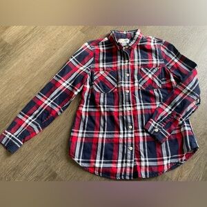 Old Navy Buffalo Plaid Shirt S Junior Classic Button Down 100% Cotton School